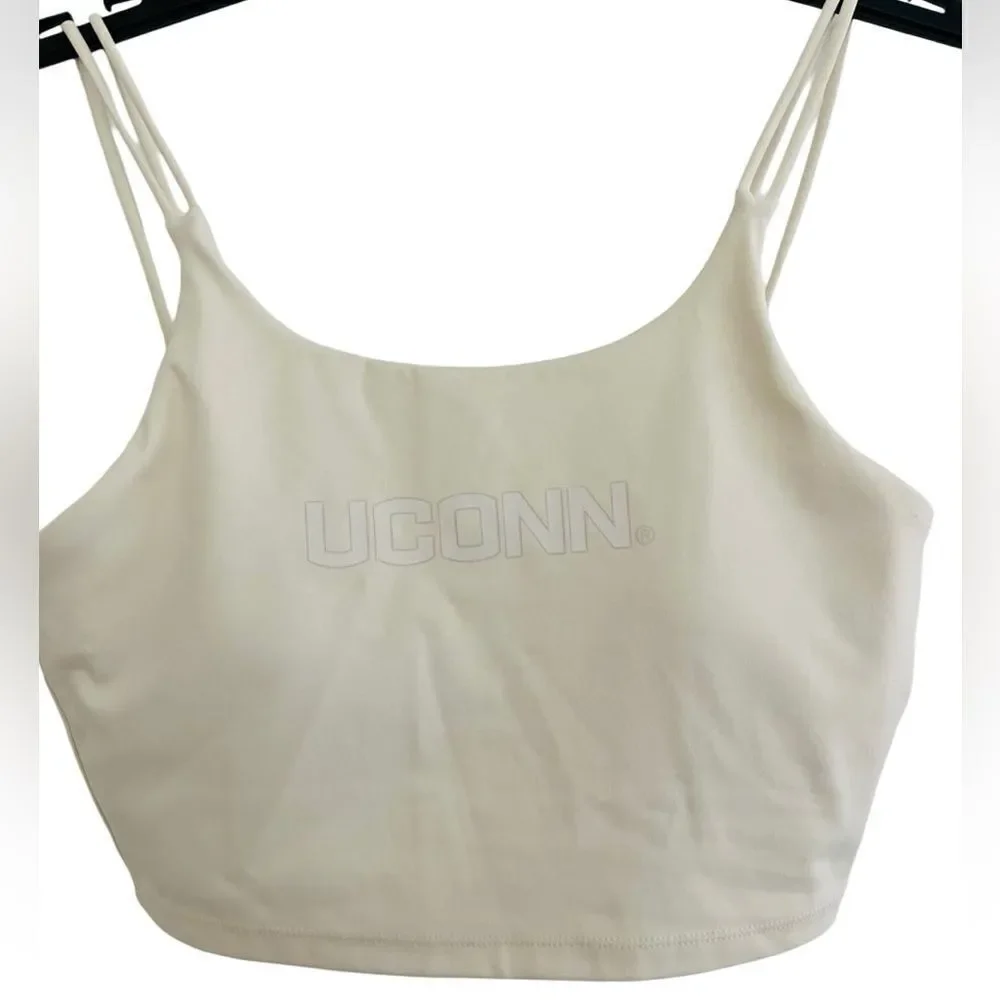 U CONN cream color crop sports bra
